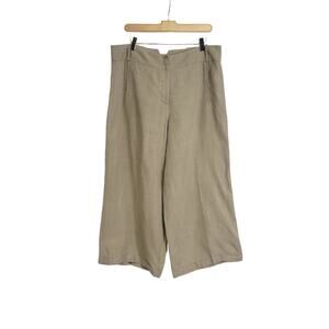 Annette Gortz Beige Linen Wide Leg Relaxed Cropped Trousers Pants size 42